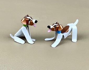 Jack Russell Puppy Handmade Copper Sculpture, Miniature Collectible Dog Art Figurine