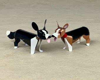 Corgi Sculpture Handmade Copper Sculpture, Pembroke & Cardigan Miniature Figurines