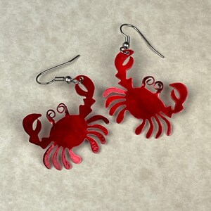 Red Crab Copper Earrings, Blue Crab Copper Earrings, Animal Earrings, Animal Jewelry, Crab Jewelry, Red Crab Earrings, Crab Art