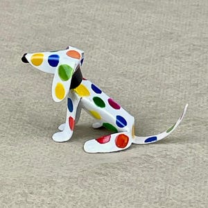 Dachshund Polka Dot Tween Puppy Dog Sculpture, Handmade Copper Miniature, Dachshund Collectible Art, Dachshund Art, Dachshund Figurine