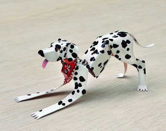 Dalmatian Dog Handmade Copper Sculpture, Miniature Collectible Figurine