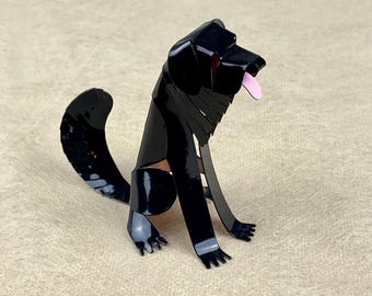 Newfoundland Dog Handmade Copper Sculpture, Miniature Collectible Dog Art Figurine