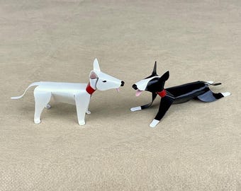 Bull Terrier Handmade Copper Sculpture, Collectible Miniature Figurine