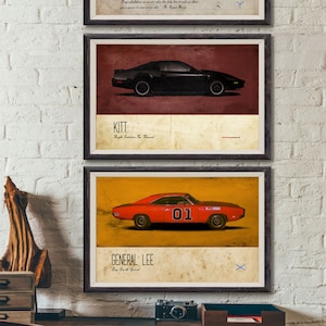 Famous Movie Cars Poster: Vintage Race Car Art Print (13x19)
