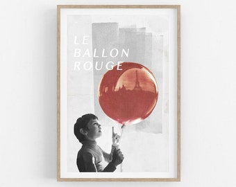 LE BALLON ROUGE- Impression minimaliste- affiche de film- imprimé vintage- imprimé noir et blanc- film français- imprimé français- affiche français- imprimé d’art