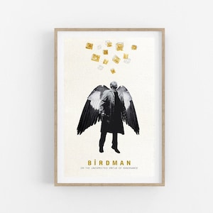 Birdman Movie Poster: Minimalist Black and White Art Print
