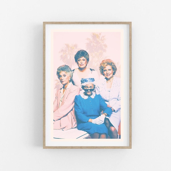 THE GOLDEN GIRLS- Affiche du film- Affiche des Golden Girls- Affiche du film minimaliste- Impression des filles dorées- Affiche rose- Impression Miami- Impression suisse