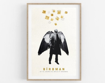 Birdman Movie Poster: Minimalist Black and White Art Print