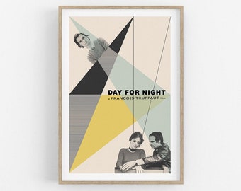 DAY FOR NIGHT- minimalist poster- movie poster- minimalist print- french print- French poster- French movies- classic movies- poster print