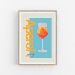 Aperol Spritz Art Print: Colorful Cocktail Poster, Kitchen Decor