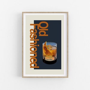 Old Fashioned Cocktail Print: Whiskey Art, Kitchen Decor
