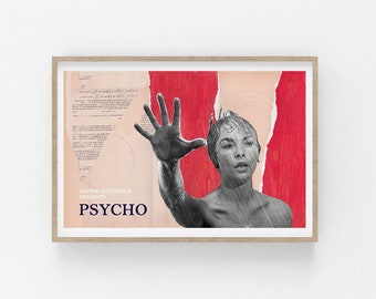 PSYCHO POSTER- movie poster- minimalist movie poster- minimalist print- horror movie poster- original poster- Hitchcock poster- horror movie