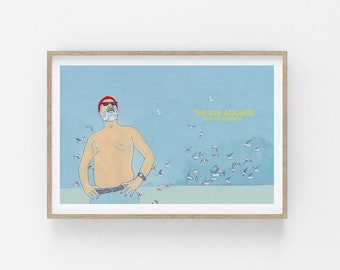 THE LIFE AQUATIC- Life Aquatic- movie poster- minimalist movie poster- Wes Anderson- funny print- bill murray- original poster- vintage