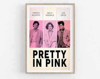 film posters 80s PRETTY in PINK- Movie poster- minimalist movie poster- 80s movies- 80s prints- pink poster- original poster- 80s movie posters- romantic