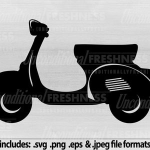 Scooter SVG Silhouette Schneidedatei +3 Dateiformate - Süße italienische Roller Basteldatei *Instant DIGITAL DOWNLOAD
