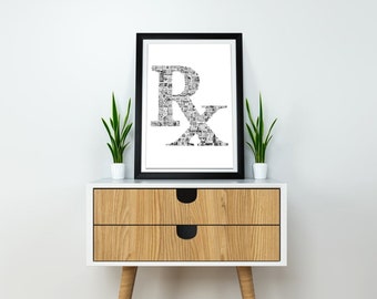 Rx PharmD medical, vintage ads print- great gift for a pharmacist, chemist or doctor -3 sizes- INSTANT DIGITAL DOWNLOAD original art