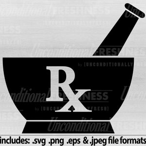 Pharmacy SVG Mortar & Pestle Cricut cutting file - plus 3 file formats - pharmacy, chemist, apothecary craft files *Instant DIGITAL DOWNLOAD