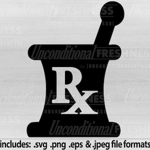 PharmD SVG Rx Mörser & Stößel Cricut Schneidedatei + 3 Dateiformate - Apotheke, Apotheke, Apotheke Basteldateien *Instant DIGITAL Download