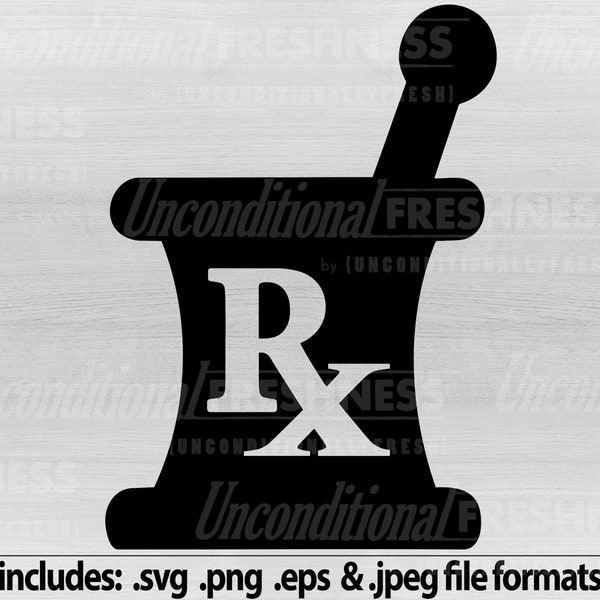 PharmD SVG Rx Mortar & Pestle Cricut cutting file + 3 file formats - pharmacy, chemist, apothecary craft files *Instant DIGITAL Download