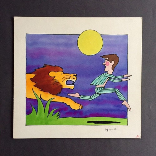Four Original Felt shops Pen Illustrations Related to Running