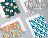 Mixed Pattern Greeting Cards A2 (4.25" x 5.5") - Set of 4 - Blank Cards - Stationery Set - Modern Cards - Geometric Cards - Illustration