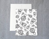 Honey Bee Pattern Greeting Card A2 (4.25" x 5.5") Hand Drawn Illustration Card