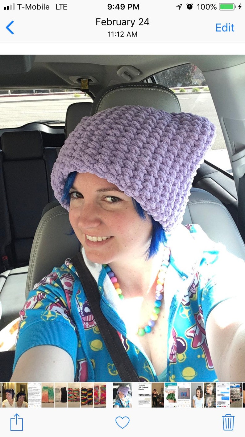 Purple kitty ear hat