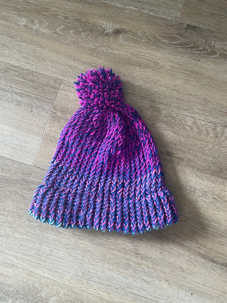 Purple and Blue Pom Pom Beanie - Etsy