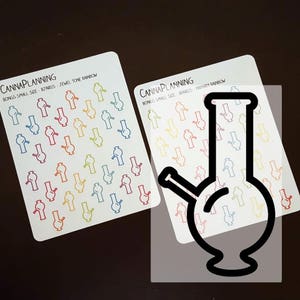 Pegatinas pequeñas y redondas para bongs *Pegatinas de PAPEL que se retiran (stock final)* / Diseño de marihuana, Planificador 420, Pegatinas organizadoras para fumetas de cannabis