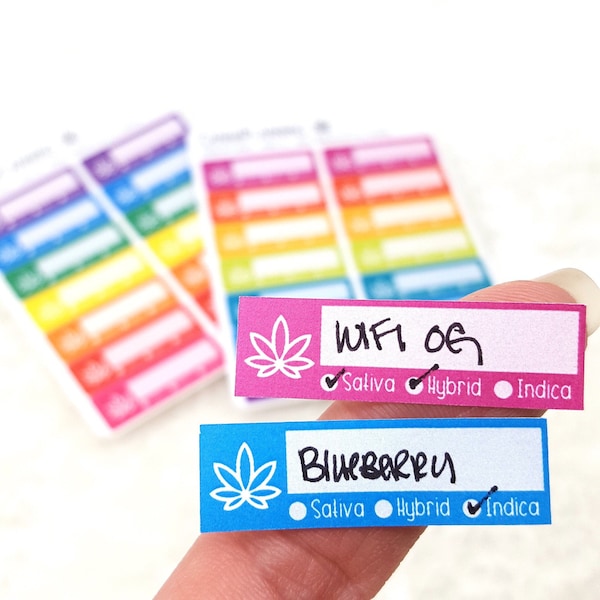 Marijuana Strain Tracker Label Stickers *Retiring Product - FINAL STOCK* | stash jar labels, edibles medical cannabis warning stickers