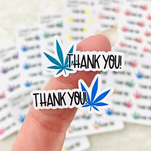 Pegatinas de agradecimiento de hoja de marihuana (Estilo 2) (Pegatinas de PAPEL que se retiran) / pegatinas comerciales, pegatinas de regalo, etiquetas de regalo, empaque de marihuana