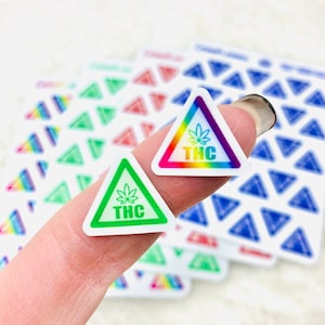 Pegatinas de advertencia sobre comestibles, estilo 6: THC (vinilo de primera calidad) *Diseño retirado: stock final* / Etiquetas de advertencia sobre marihuana, pegatinas para comestibles