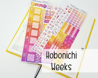 Purple, Orange & Yellow Watercolor Hobonichi Weeks Marijuana Sticker Kit *Retiring Design* | weed planner stickers, mini stickers