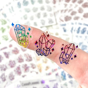 CLEAR FOILED handdrawn Canna Crystals Marijuana Stickers *Retiring Product - final stock* | witchy sticker, planner magic gemstone sticker