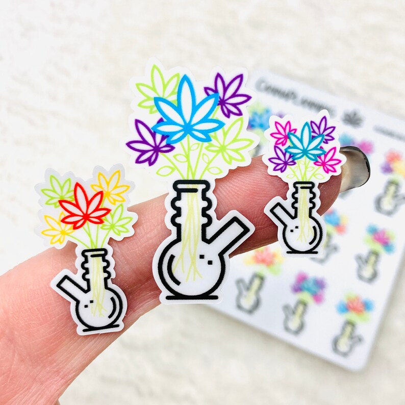 Flowers In A Bong stickers (New Premium Vinyl!) | Bong Vase Stickers, weed stickers, stoner gift, housewarming gift, 420 friendly, vape time 