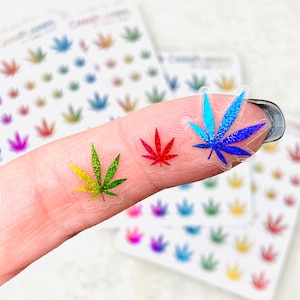KLARER REGENBOGEN FOILIERTE Topfblatt-Aufkleber | Planer Unkraut Sticker, Marihuana Kunst