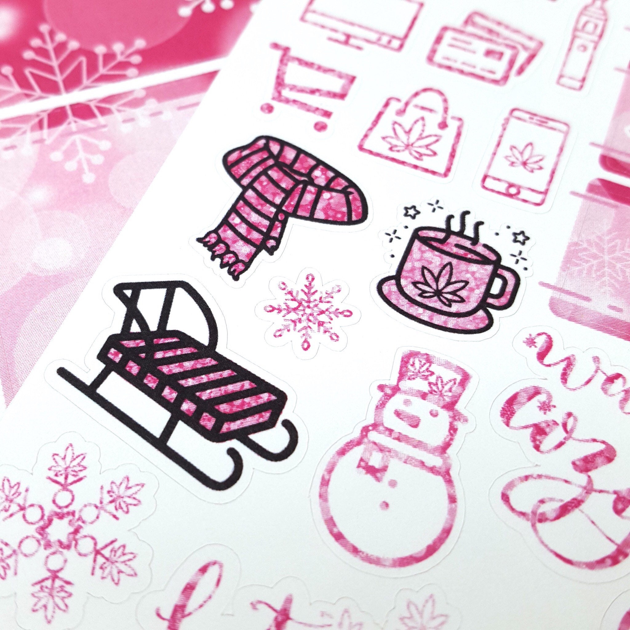 Ice Pink Warm N Cozy Marijuana Winter Hobonichi Sticker Kit *Retirin –  CannaPlanning