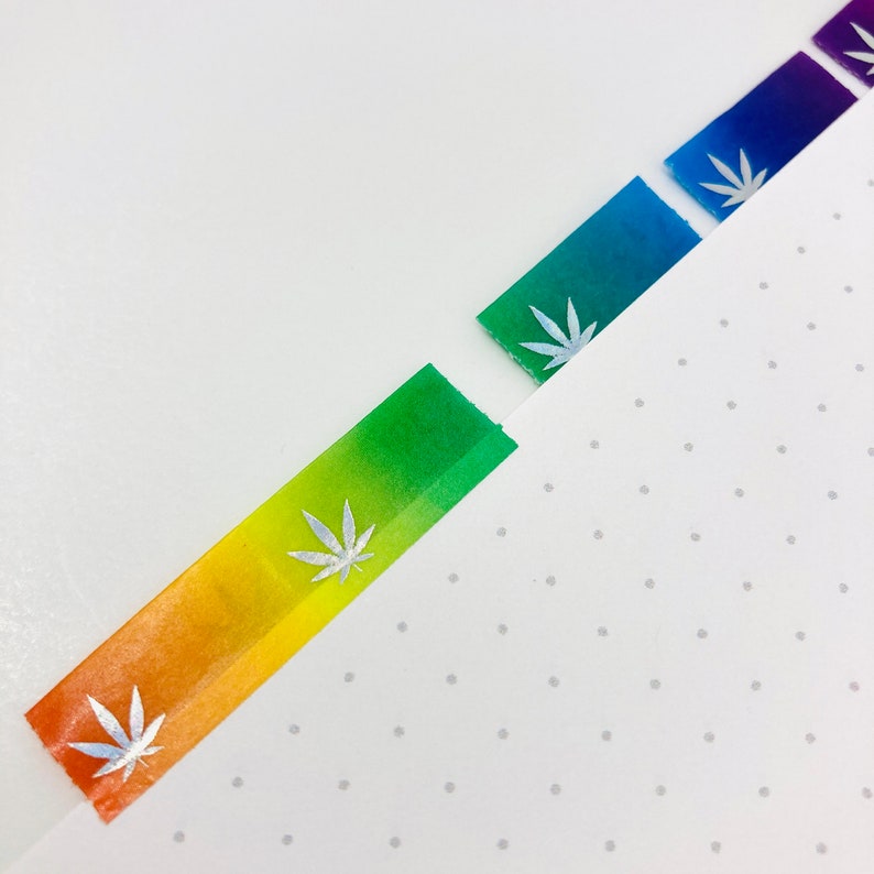 Rainbow Pot leaf Washi Tab Tape page flags marijuana washi Etsy