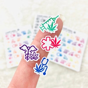 Pegatinas de marihuana medicinal mixta *Pegatinas de PAPEL retiradas - stock final* / Pegatinas de salud para médicos, enfermeras de atención médica, marihuana medicinal