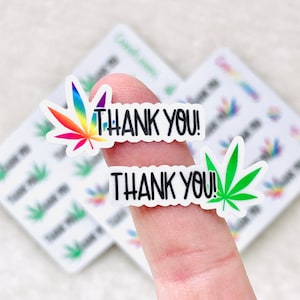 Pegatinas de agradecimiento con forma de hoja de marihuana *Pegatinas de VINILO que se retiran (stock final) * / pegatinas comerciales, pegatinas de marihuana, etiquetas de regalo 420