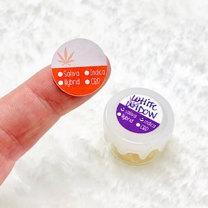 SMALL SIZE Concentrate Jar Strain Label *VINYL* stickers - **Retiring Product - final stock** | concentrate sticker edible cannabis warning