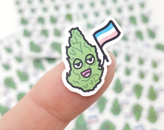 Trans Pride Buddies Stickers *Retiring Design* | Cannabis stickers, marijuana sticker, trans pride flag, LGBTQIA+ stickers