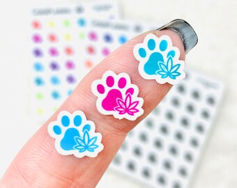Marijuana Paw Print Stickers (Premium Vinyl) *Retiring Product - final stock* | dog cat stickers, pet owner gift, 420 planner stickers