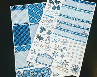 Blue Buffalo Plaid "Warm N Cozy" Marijuana Sticker Kit *Retiring Design* | weekly sticker kit, vertical stickers, horizontal sticker kit