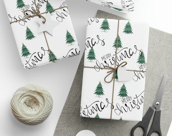 Christmas Wrapping Paper - Merry Christmas Wrapping Paper - Minimalist Xmas Gift Wrap - Simple Pretty Christmas Paper