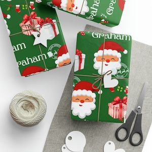 Personalized Name Santa Wrapping Paper - Personalized Santa Christmas Wrapping Paper - Name Wrapping Paper - North Pole Express