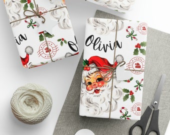 Personalized Vintage Santa Christmas Wrapping Paper