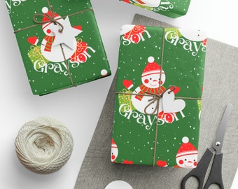 Snowman Personalized Wrapping Paper - Kids Christmas Paper - Custom Christmas Paper - Kids Christmas Wrapping Paper - Gift wrap