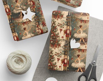 Nutcracker Ballerina Wrapping Paper | Elegant Ballerina Gift Wrap | Christmas Ballet Wrapping Paper | Holiday Nutcracker Gift Wrap
