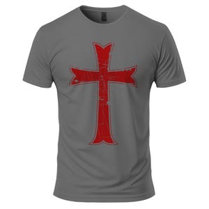 Grey t-shirt with crusader cross